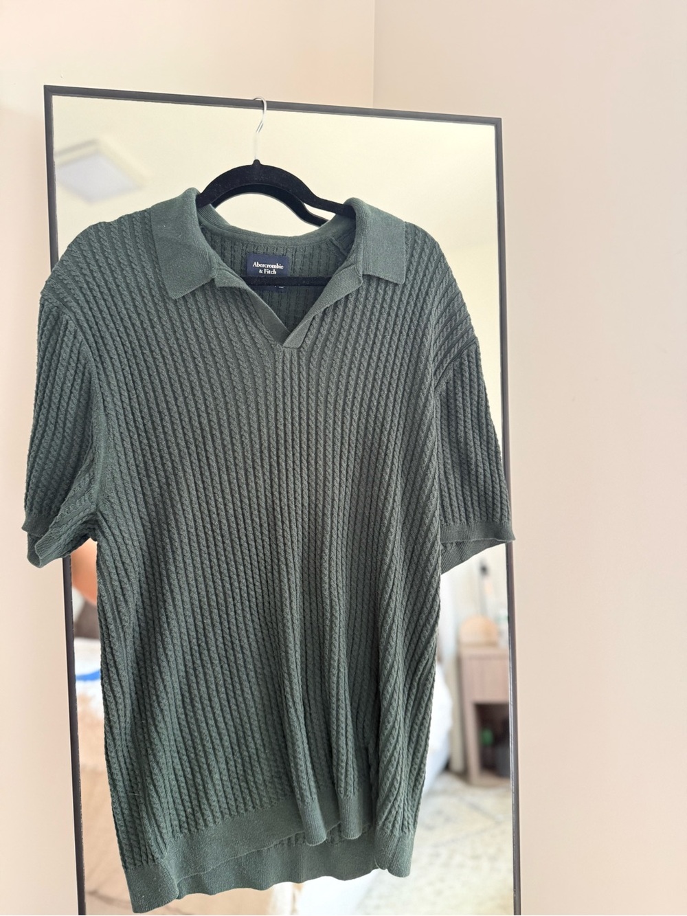 Abercrombie & Fitch Men’s Olive Green Ribbed Polo